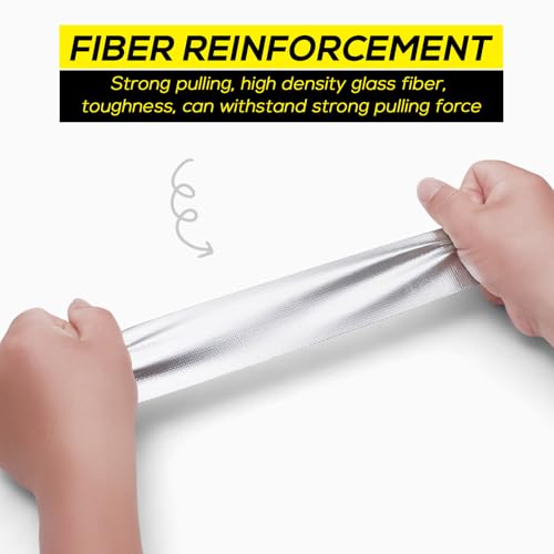 FIREWESS Aluminiumband, Aluminiumfolie Hitzeschild Band, Silber Alu Klebeband, Glasfaser Hitzeschild Folienband für Schlauch und Auto Verwendung 75mm*20m