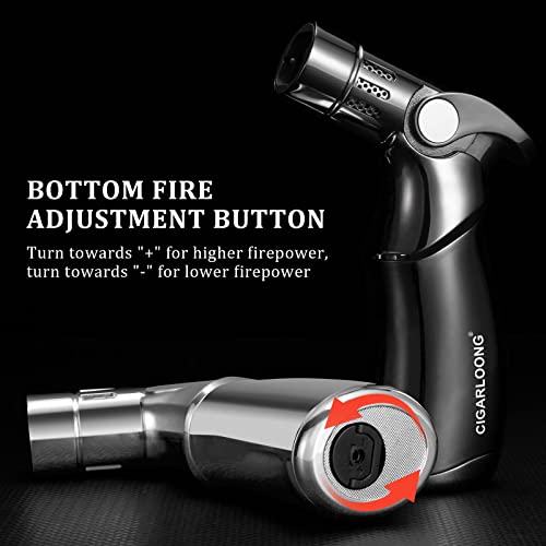 Cigarwong Cigar Cutter And Lighter Set Adjustable Torch Lighter Windproof Cigar Accessories With Gift Box #TOP4