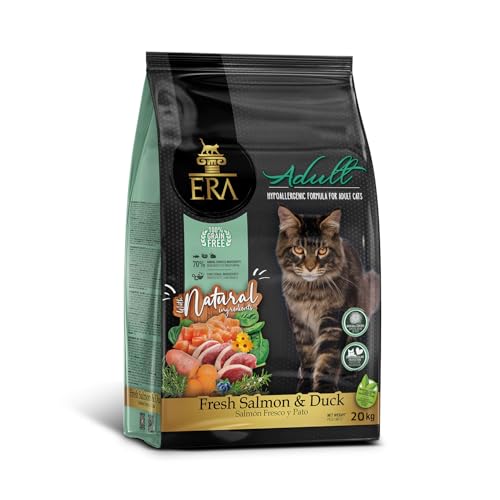 Pienso ERA Grain Free | Salmón y Pato para Gatos Adultos | Sin Cereales | Rico en Omega-3 | 20 kg