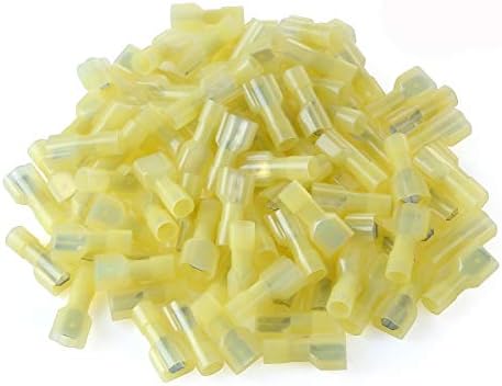 XHF 12-10 AWG Male Spade Disconnect Connectors Terminals Nylon Fully Insulated Quick Crimp Wire Connectors 100 Pcs Yellow