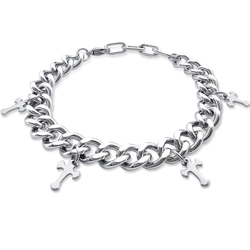 Pulsera cruz de acero inoxidable ajustable para hombre y mujer miniatura 1