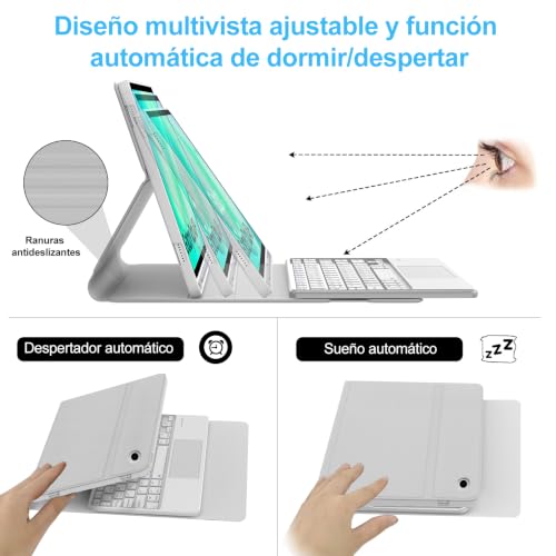 Teclado Bluetooth magnéticamente desmontable con trackpad para Samsung Tab A11+ 6