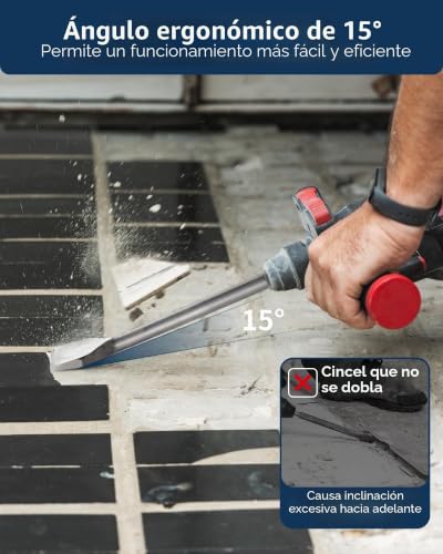 Miniatura 4 de Firecore Sds Plus - Cincel Para Azulejos Sds 250 X 75 Mm, Sds En Ángulo, Cincel Ancho Sds, Para Martilleo , Color Negro
