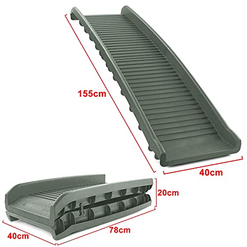 Auto Hunderampe Einstieghilfe Anti Rutsch klappbar Olivgrün 155x40cm bis 90Kg