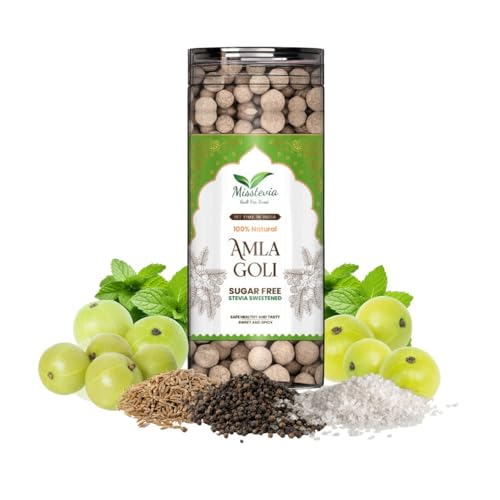 Image of Misstevia Sugar Free Amla Goli Sweet & Spicy | Stevia Sweetened Mukhwas | Natural Mouth Freshener | Made with Amla | Digestive Snack | Diabetic Friendly | No Added Sugar (Pack of 1)