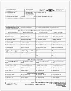 IRS Approved W-2C Employee Copy C Tax Form, 100 Recipients