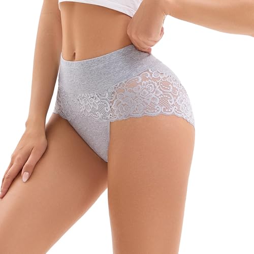 Sexy Lace Women Panties High waisted Tummy Control Comfortable Underwear cotton Female Briefs 5 Pack3
