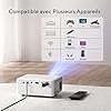 vidéoprojecteur wifi bluetooth, akiyo mini projecteur portable avec trépied, 720p natif supportée 1080p projecteur video home cinéma, compatible avec smartphone hdmi usb firestick