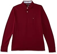 Tommy Hilfiger Men's M Regular LS Polos, Rouge, Medium