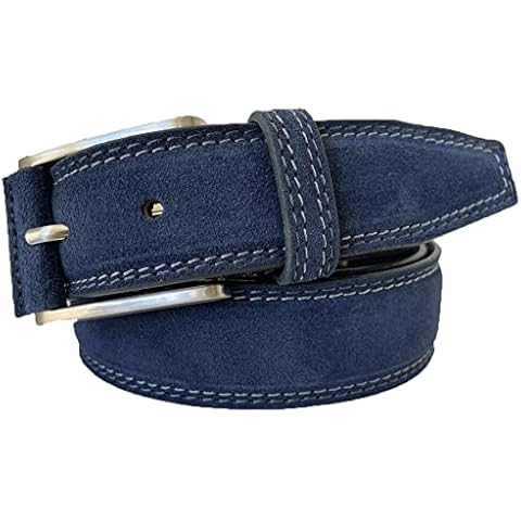 Italian Suede Belt with Blue Stitching Cover