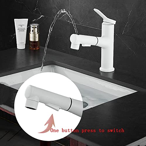 Mitigeur de salle de bain blanc en laiton avec douchette amovible multifonction - 3