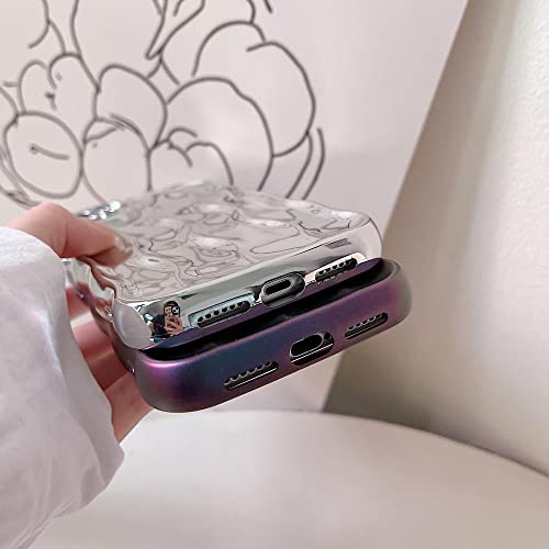 Minscose Compatible With Iphone 11 Case,Cute 3D Water Ripple Pattern Curly Wave Frame Soft Tpu Back Full Body Screen Camera Protective Cover Bumper Shockproof Case For Women And Girls-Silver #TOP5