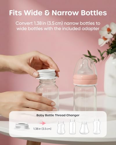 Image of Nuliie 8010 Manual Breast Pump, Adjustable Suction with Temperature-Indicating Bottle, 6oz Wide-Neck Bottle, Narrow-Neck Adapter, Hand Pump Breastmilk with Flanges, BPA-Free, Heat Resistant