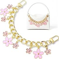 OXIHOUSE&CO- Pink Flower Bag Charm – Gold Chain Purse Charms for Handbags, Stylish Decorative Bag Charms Accessory for Women