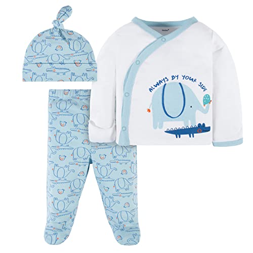 Image of Gerber unisex-baby Newborn Hospital Outfit Shirt, Footed Pant and Cap