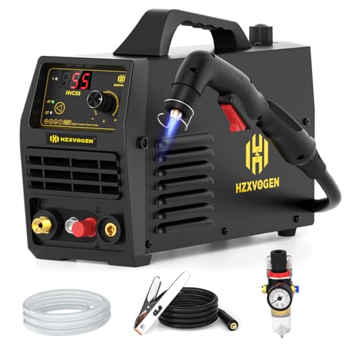 Image of H HZXVOGEN Plasma Cutter 55A Non Touch Pilot Arc Plasma Cutters 110/220V Dual Voltage, Digital Display DC IGBT Inverter HF Air Plasma Cutting Machine, 1/2" Clean Cut 4/5" Max Cutting & 2T/4T(HVC55)