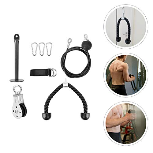BESPORTBLE, 8 peças, sistema de polia para academia, fitness, barra reta, antebraço, treinador de pu