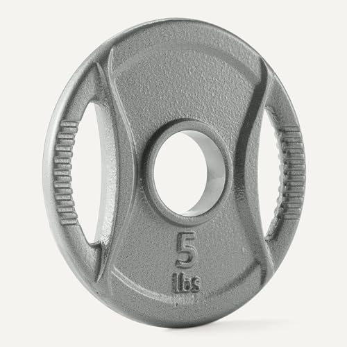 Image of Amazon Basics 2-Inch Olympic Grip Weight Plates, Cast Iron, for Powerlifting, CrossFit & Strength Training