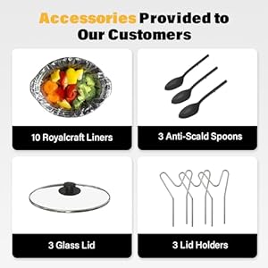 Sunvivi slow cooker with 10 cooking liners triple slow cooker buffet server 3 pot food warmer for parties with 3 spoonslid restsadjustable temp total 45 qt silver  urban country home decor