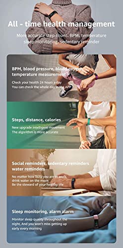 Reloj Deportivo de Frecuencia Cardíaca, Presión Arterial, Temperatura, Monitor Sueño Pulsera de Actividad, IP68 Reloj Inteligente, 16 Modos Deportivos Podómetro Calorías Smartwatch Hombre Mujer