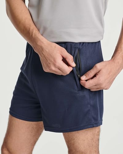 Image of Real Essentials 4 Pack: Men's 7 inch Athletic Running Quick Dry Mesh Shorts with Zipper Pockets (Available in Big & Tall)