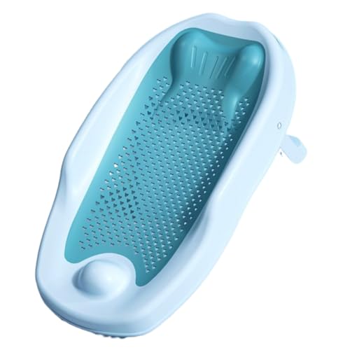 Ghbunuz ベビーバスソルト、新生児用バスタブ、ソフトバスチェア、子供用バスタブ、安全設計、ベビーバスネット、バスラック、ベビーバス用品、滑り止め、折りたたみ収納 (ブルー)