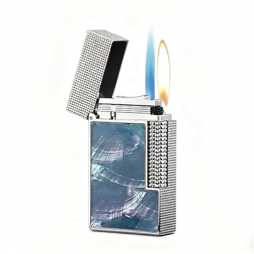 Encendedor de butano recargable de doble llama con rueda de pedernal clásica 2