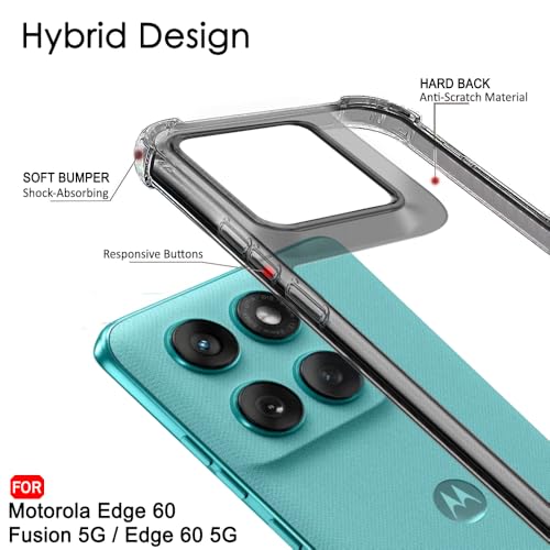 Image of TheGiftKart Crystal Clear Back Cover Case for Motorola Moto Edge 60 Fusion /Moto Edge 60 5G | 360 Degree Protection | Shock Proof Design | Transparent Hard Back Cover Case (PC & TPU, Smoked Bumper)