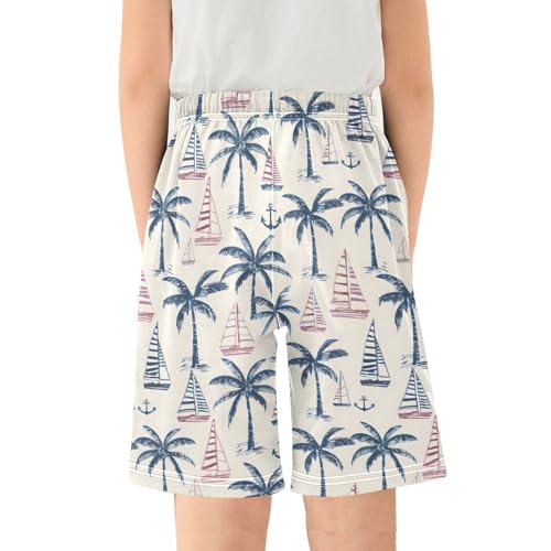 ALAZA Anchor Palm Tree Boat Pajama Shorts Sleep Shorts Pant Lounge Pajama Bottoms Elastic Waist with Pockets2