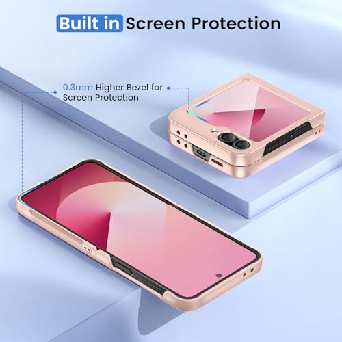 Image of Ruky for Galaxy Z Flip 6 Case, Hard PC Ultra Slim Shockproof Protective Cover, Support Wireless Charging Full Body Drop Protection Case for Samsung Galaxy Z Flip 6,Dark Gold