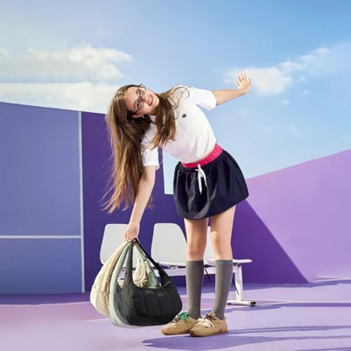 Quilted Small Bag,Adjustable Shoulder Strap Puffer Quilted Crescent Crossbody Bags Lightweight Hobo Purse3