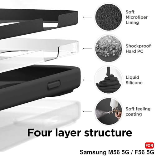 Image of TheGiftKart Liquid Silicone Back Cover Case for Samsung Galaxy M56 5G / F56 5G | Soft Micro-Fibre Lining Inside | Camera & Screen Protection | Shockproof Back Cover Case (Silicone, Black)