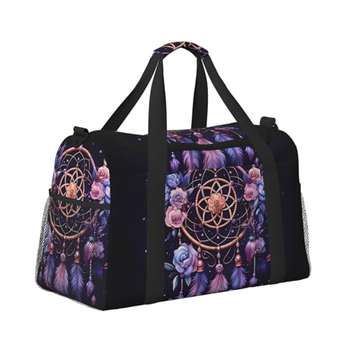 Purple Dream Catcher Duffle Bag Foldable Travel Tote Bag Carry On Large Weekender Overnight Bags Waterproof Gym Bag For Women Men