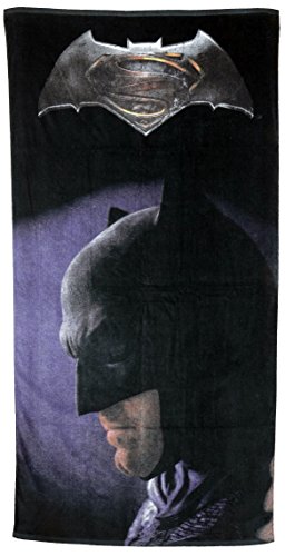 Batman vs. Superman 0122083 Serviette de Plage, 100% Coton, Noir, 38,70 x 25,8 x 3,1 cm