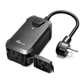 TREATLIFE Smart Dimmer Plug, 2.4GHz WiFi Outdoor Smart Plug Works with Alexa, Google Home, IP44 Outdoor Dimmer for Dimmable Lights, Max Power 400W