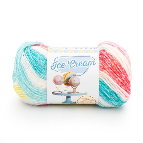 Lion Brand Yarn, Ice Cream Baby Yarn for Knitting, Crochet, and Crafts, Funfetti, 1 Pack, DK Weight Colorful Acrylic Fiber for Baby Blankets, Hats, and Sweaters