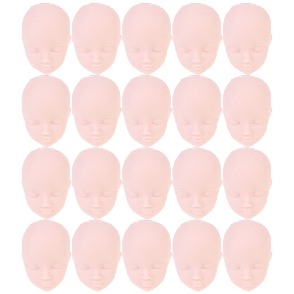 Sewroro 20pcs Mini Plastic Doll Making Heads, Practice Makeup DIY Baby Mannequin Doll Heads for Key Rings and Handmade Gifts