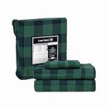 LANE LINEN 100% Cotton Flannel Sheets Set - Flannel Sheets Twin, 3-Piece Bed Sheets - Lightweight Bedding, Brushed for Extra Softness, Warm, Breathable, 16' Deep Pocket - Buffalo Check Green