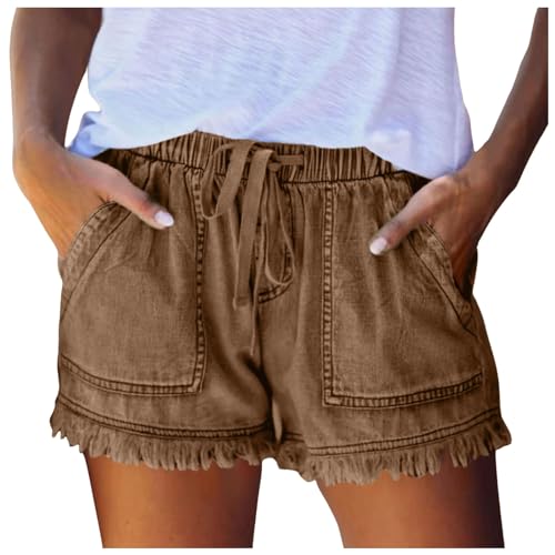 Pantalon en jean femme original à détails pompons créatifs