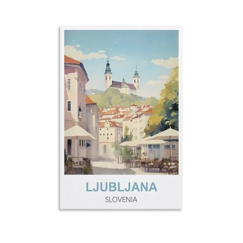 CTZIKWW Ljubljana Slovénie Affiche de voyage vintage 20 x 30 cm Impression sur toile Art mural