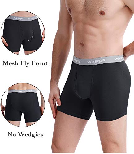 wirarpa Men's Mesh Breathable Boxer Briefs Cool Breeze Men's Underwear Open Fly 4 Pack2