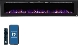Touchstone Smart Electric Fireplace-The Sideline 100" Wide-in Wall Recessed - 30 Realistic Ember Color/Flame Options - 1,500W Heater w/Thermostat - Log & Crystal Hearth Options - Alexa/WiFi Enabled