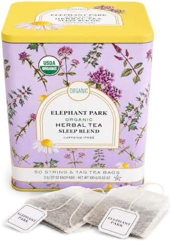 Organic Sleep Blend Herbal Tea - 50 Packets - Natural Chamomile, Peppermint, Fennel And Tulsi Teabags - USDA Certified 100% Non-GMO - Decaffeinated Designer Gift Tin