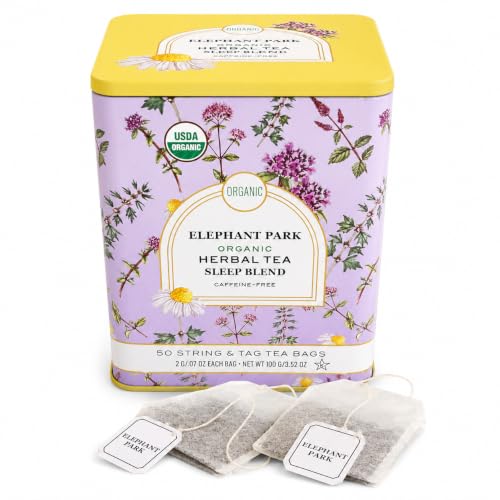 Organic Sleep Blend Herbal Tea - 50 Packets - Natural Chamomile, Peppermint, Fennel And Tulsi Teabags - USDA Certified 100% Non-GMO - Decaffeinated Designer Gift Tin
