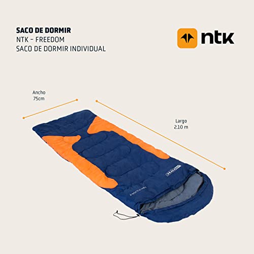 NTK, Saco de Dormir 2,10m x 75cm, Poliéster Resinado e Algodão, Para Acampamentos e Trilhas, Freedom