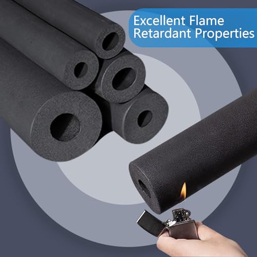 Selbstdichtende Rohrisolierung Ø16 mm / 9 mm Rohrdämmung 1.8m Rohrisolierung Schaumstoff Schwarz Rohrschale Rohrisolierung für Rohrisolierungen Fitnessgeräte Usw (Ø16mm)