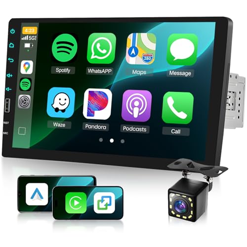 Image of Single Din Car Stereo with AM /FM /RDS Radio Backup Camera, Sellrich 9 inch IPS Touch Screen Single Din Radio Support Wireless Carplay Android Auto Bluetooth Mirror Link YouTube Online Video USB Port