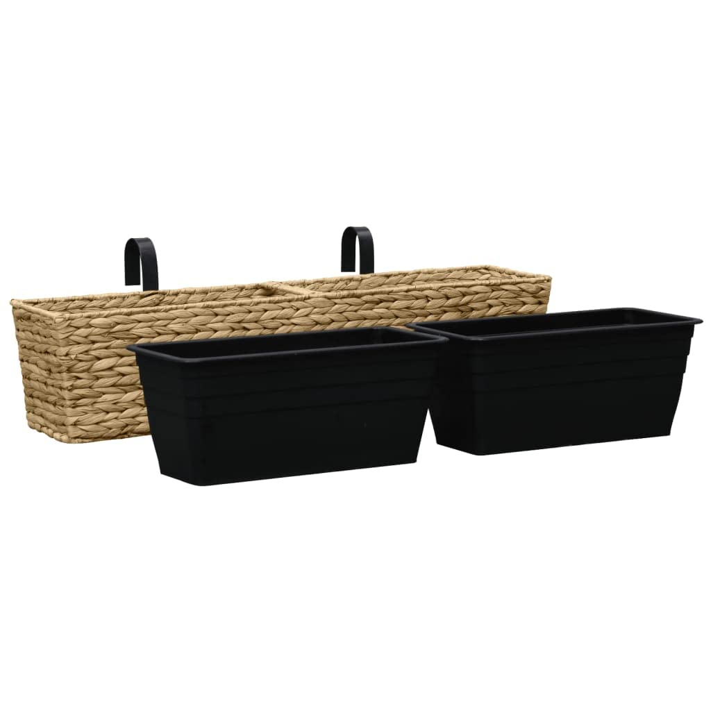 Jacinto de agua, caja de flores, 2 piezas, 80 x 20 x 18 cm, con 4 macetas extraíbles, para plantas de interior, juego de macetas sostenibles