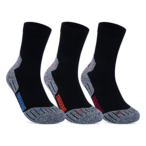 sockenkauf24 3 Paar Sportsocken Herren Damen Laufsocken Funktionssocken Wandersocken Stoßabfedernd 16101 WP (Farbmix 43-46)