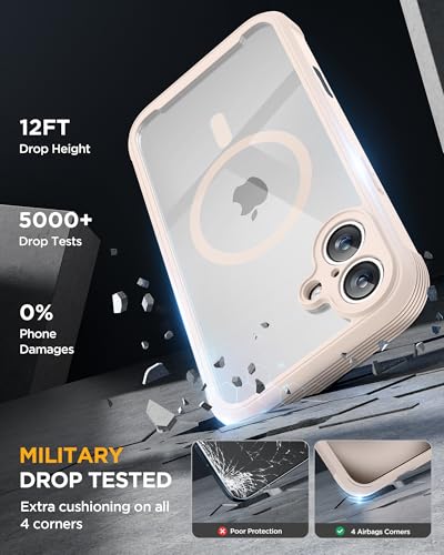 Image of Miracase Magnetic for iPhone 16 Plus Case Full-Body Phone with Built-in Glass Screen Protector, [Compatible with MagSafe] Military Drop Proof 16 Plus Cover Bumper, Desert